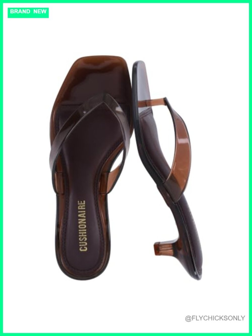 Jelly Thong Kitten Heel Sandals Square Toe Slip On Casual
